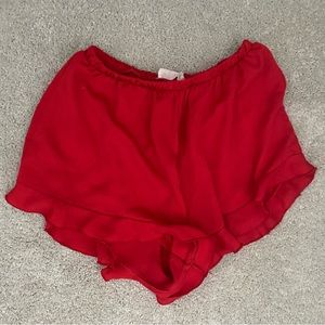 Red ruffle shorts